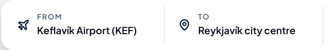 The original origin and destination labels for the airport to city journey