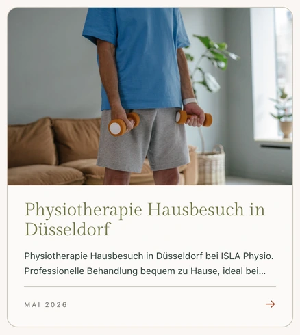 ISLA article card about physiotherapy home visits in Düsseldorf