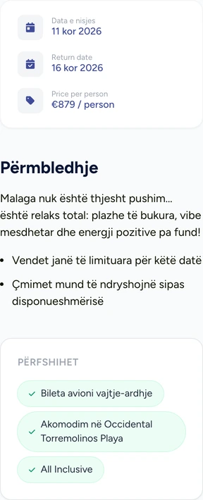 Historical Málaga package dates and included services at a native mobile width