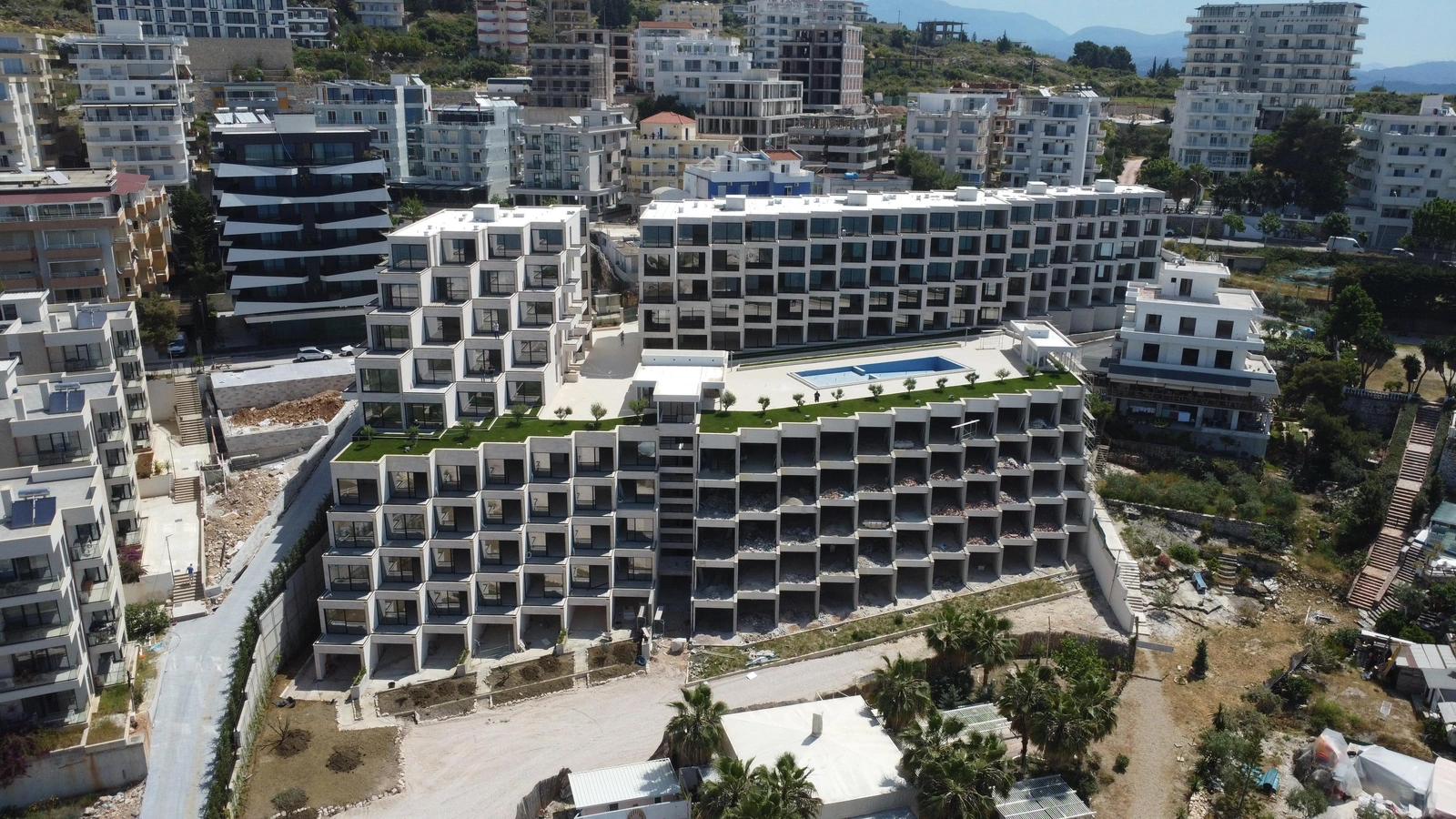 The buildings of Ionian Bay Residence seen from above