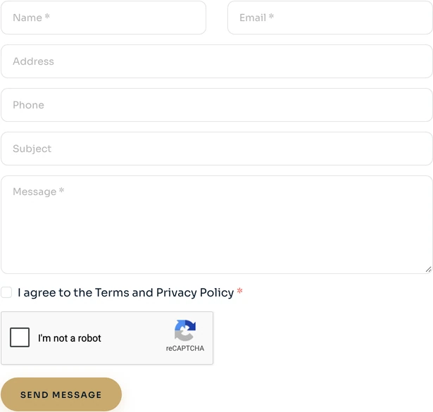 Contact form with name, email, phone and message fields